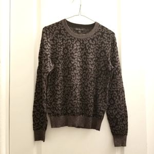 Banana Republic Leopard Print Gold Metallic and Black Sweater Size M